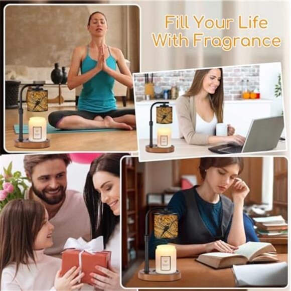 Candle Warmer Lamp Timer Electric Wax Melt Warmer Dragonfly Home Decor Flameless - Picture 7 of 8